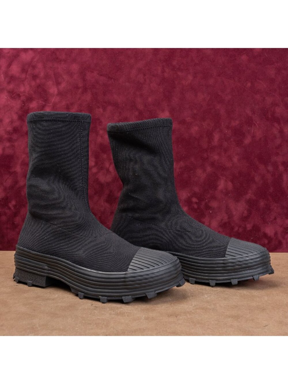 Camperlab Unisex Traktori Black Fabric Zip Lug Combat Ankle Boots M9 W11 EUR42